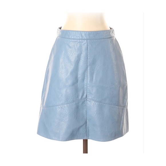 Zara Blue Faux Leather Skirt - Picture 1 of 2